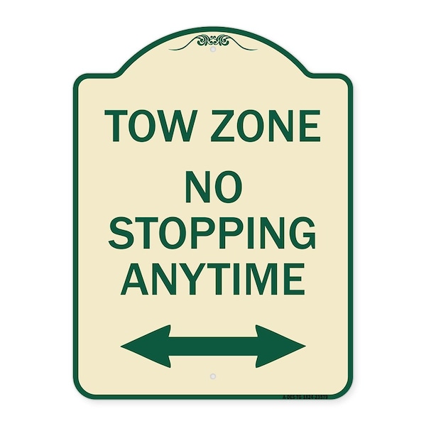 No Stopping Anytime W/ Bi-Directional Arrow Heavy-Gauge Aluminum Sign, 24" x 18", TG-1824-23579
